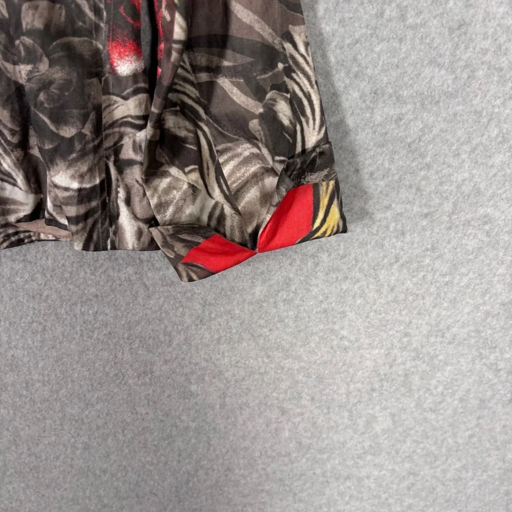 Gerry Weber Blazer Jacket Small Red Gray Pockets Artsy Abstract‎ Watercolor